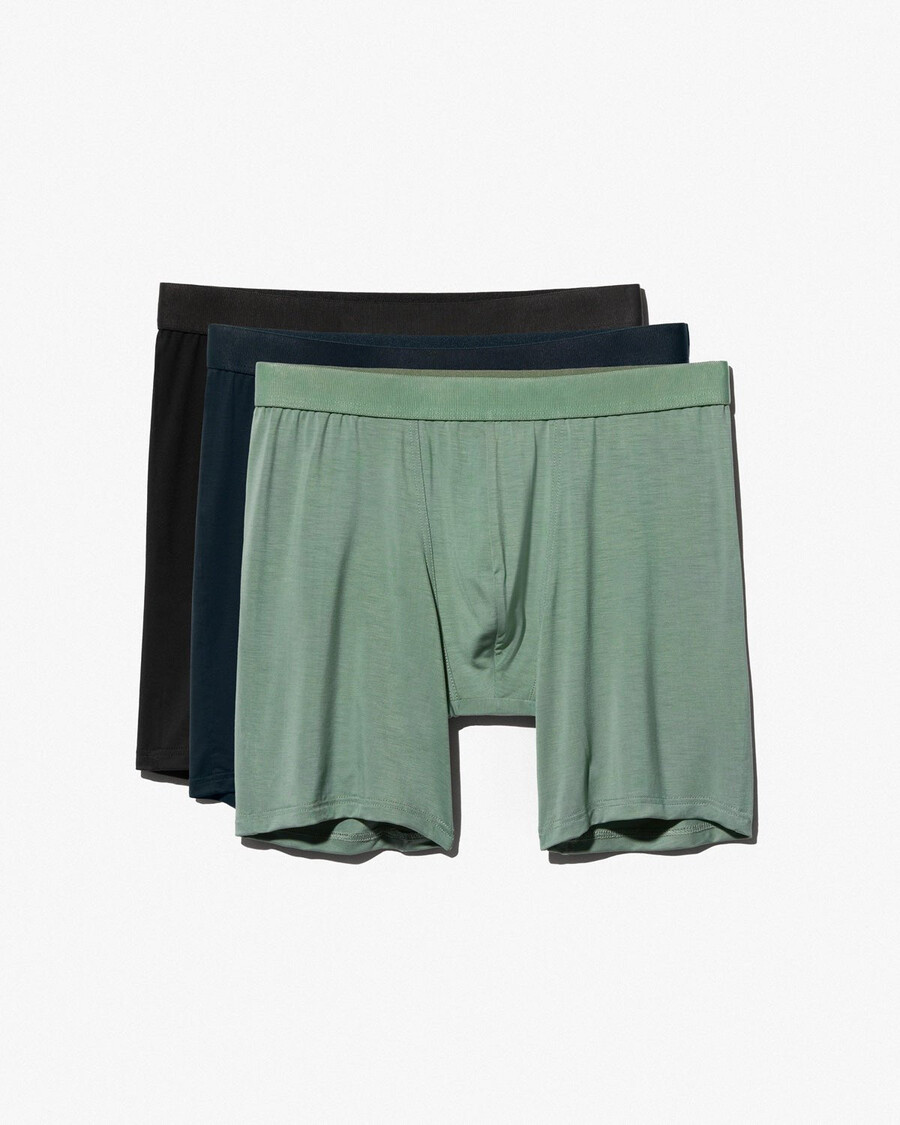 6 × herren-boxershorts lang in schwarz dunkelblau und salbei jetzt kaufen — cdlp