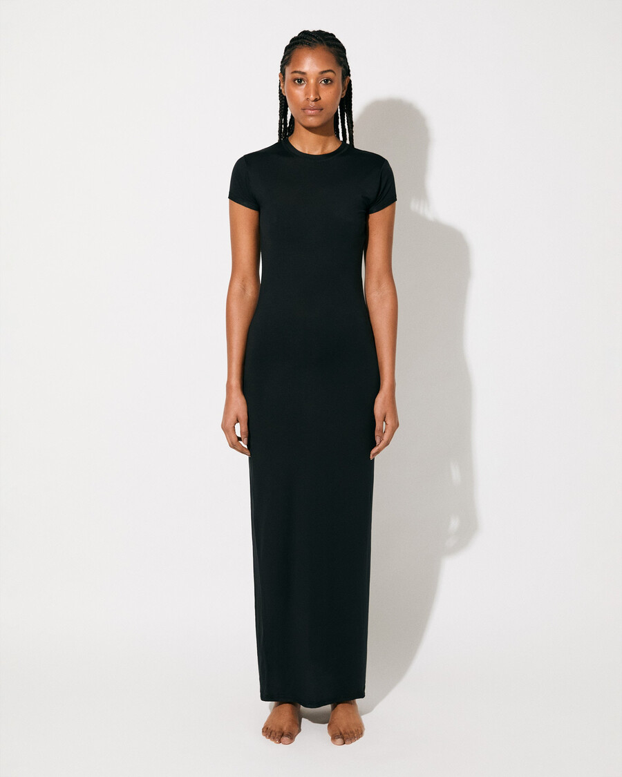 schwarzes leichtes kurzarmkleid für damen shop—cdlp