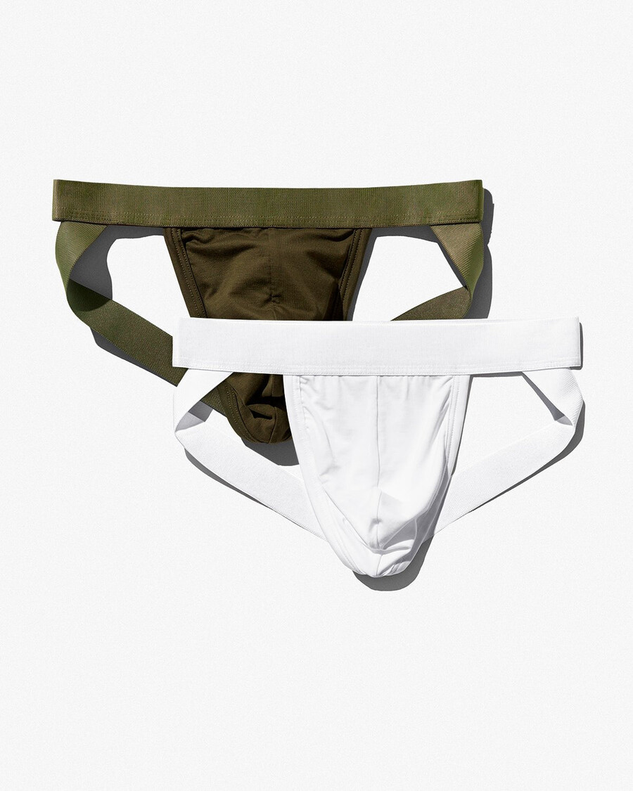 2 x herren-jockstraps in weiß und olivgrün jetzt kaufen — cdlp