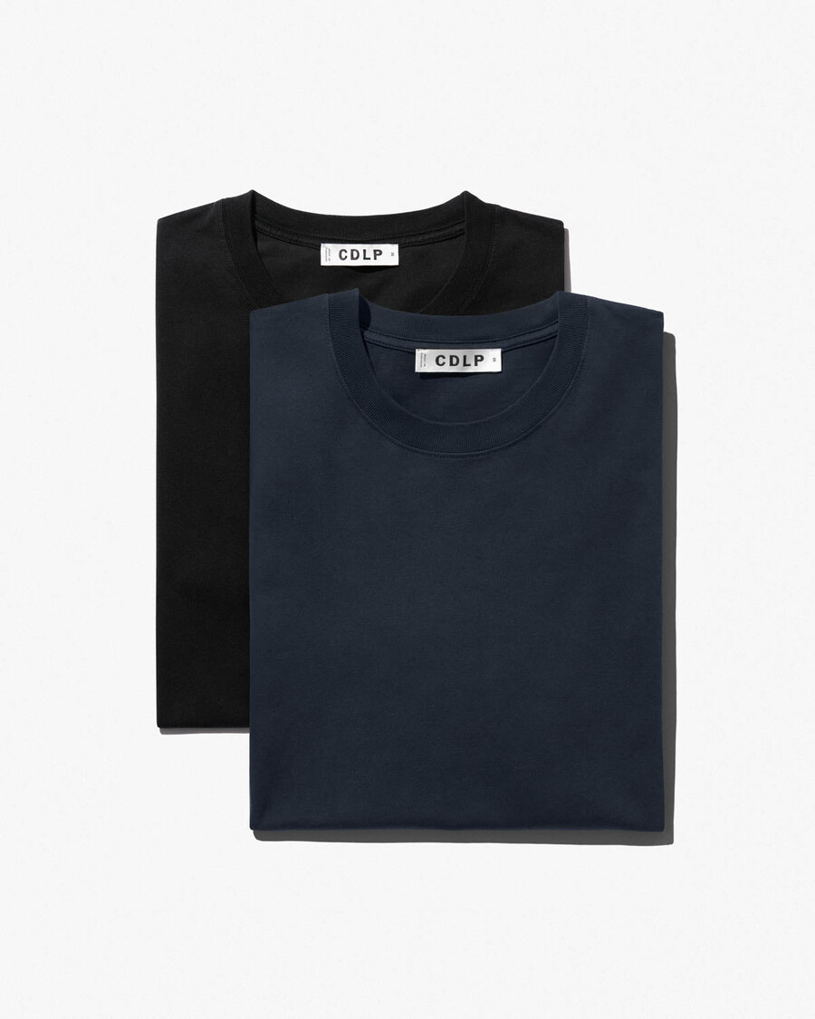 2 x herren-t-shirt mittelschwer in schwarz und dunkelblau shop—cdlp