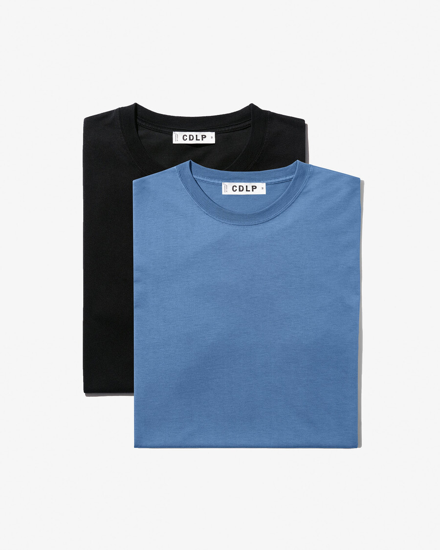 2 x herren-t-shirt mittelschwer in schwarz und azurblau shop—cdlp