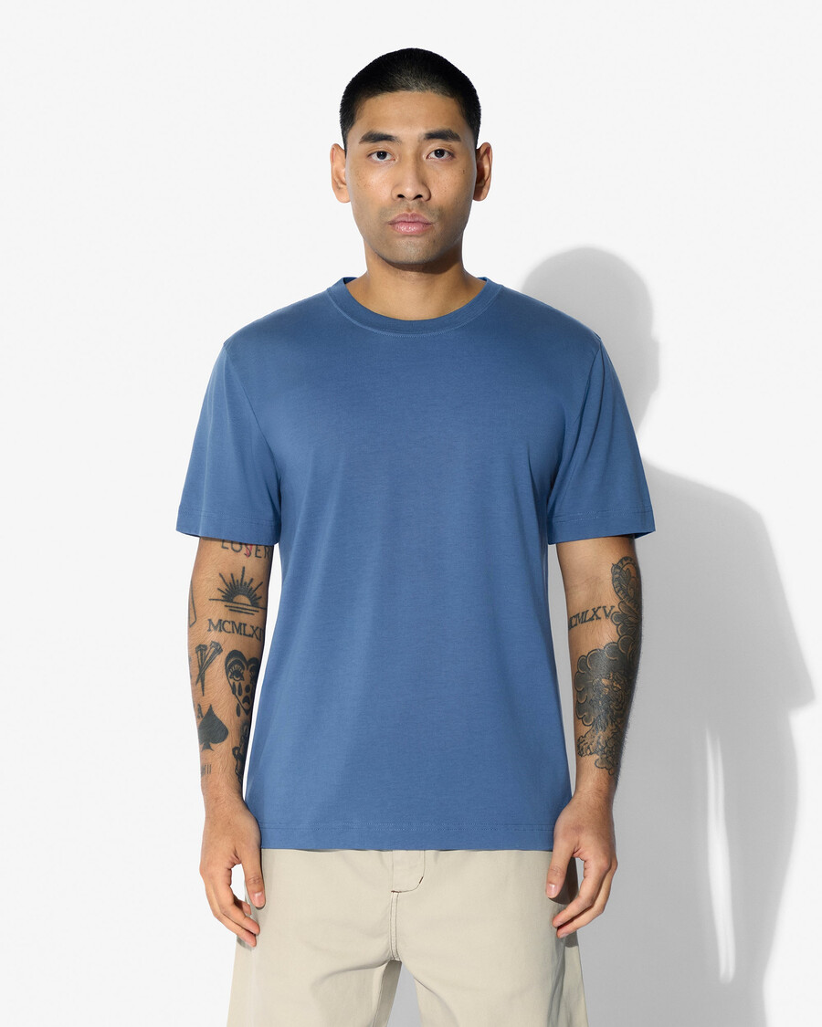 2 x herren-t-shirt mittelschwer in weiß und azurblau shop—cdlp