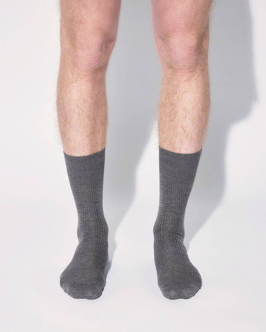 3 x herren-rippsocken aus wolle mittellang grau meliert jetzt kaufen — cdlpey
