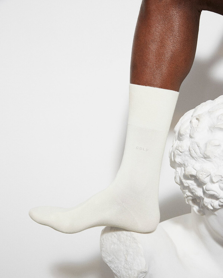 unisex-baumwollsocken in weiß mittellang jetzt kaufen — cdlp
