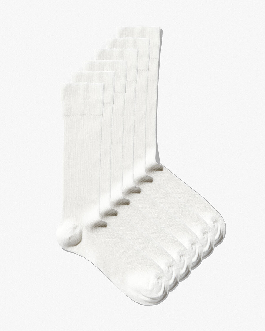 6 x damen-rippsocken aus baumwolle mittellang weiß shop—cdlp