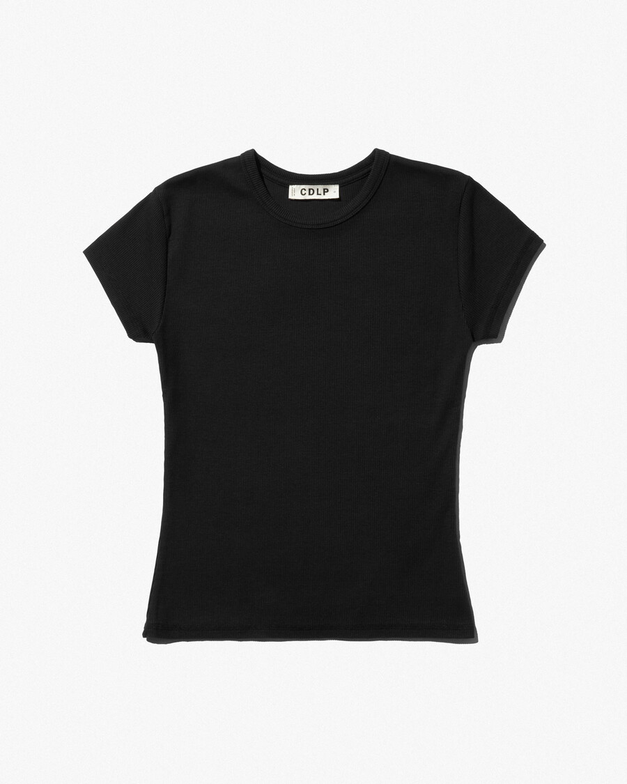 damen-rippstrick-t-shirt in off-black jetzt shoppen — cdlp