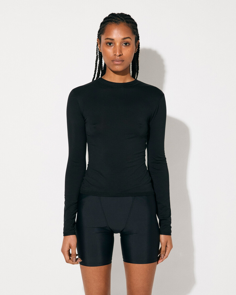 leichtes damen-langarmshirt in schwarz shop—cdlp