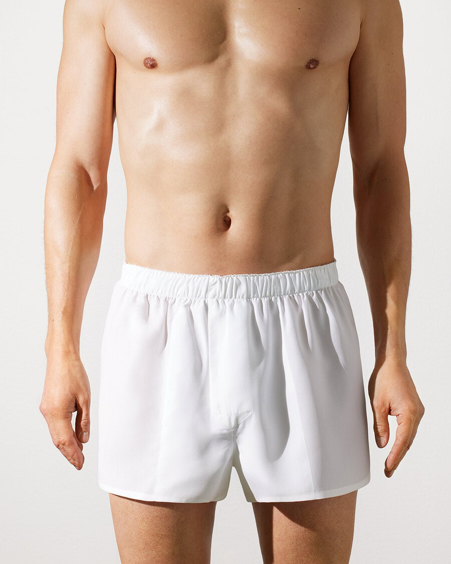 3 x herren-boxershorts aus webstoff schmal geschnitten in schwarz weiß und hellblau shop — cdlp